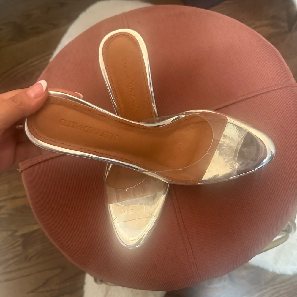 Silver clear 80 mm mules